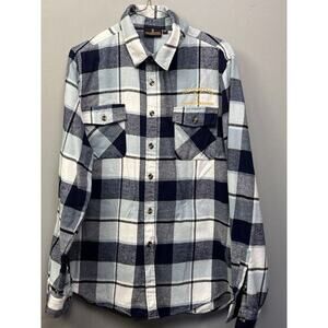 Yellowstone Dutton Ranch Flannel‎ Shirt Mens Medium Blue White Yellow Button